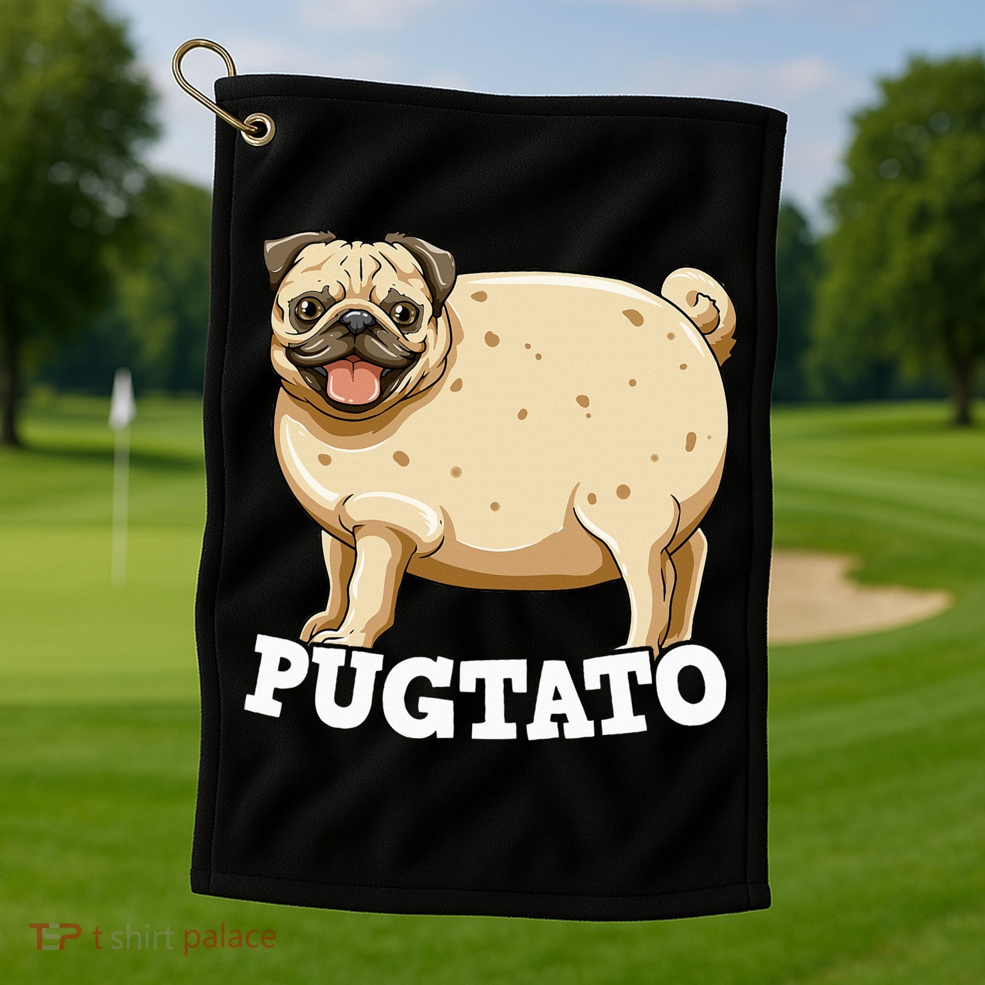 Pugtato Pug Potato Pug Lovers Golf Towel