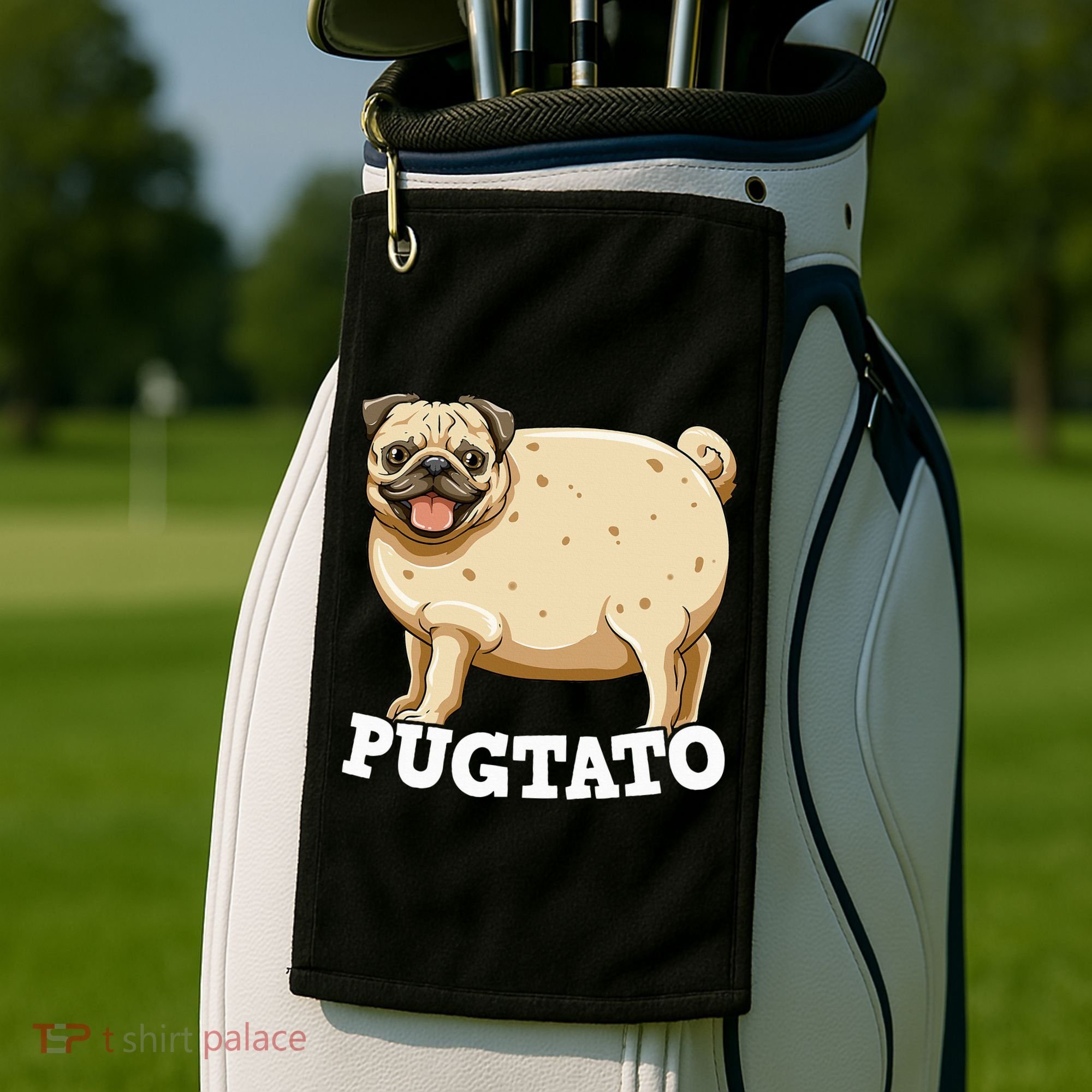 Pugtato Pug Potato Pug Lovers Golf Towel
