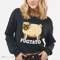 Pugtato Pug Potato Pug Lovers Cropped Pullover Crew thumb 2