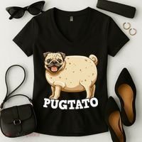 Pugtato Pug Potato Pug Lovers Women's V-Neck T-Shirt thumb 2