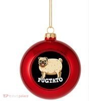 Pugtato Pug Potato Pug Lovers Plastic Christmas Ball Ornament thumb 0