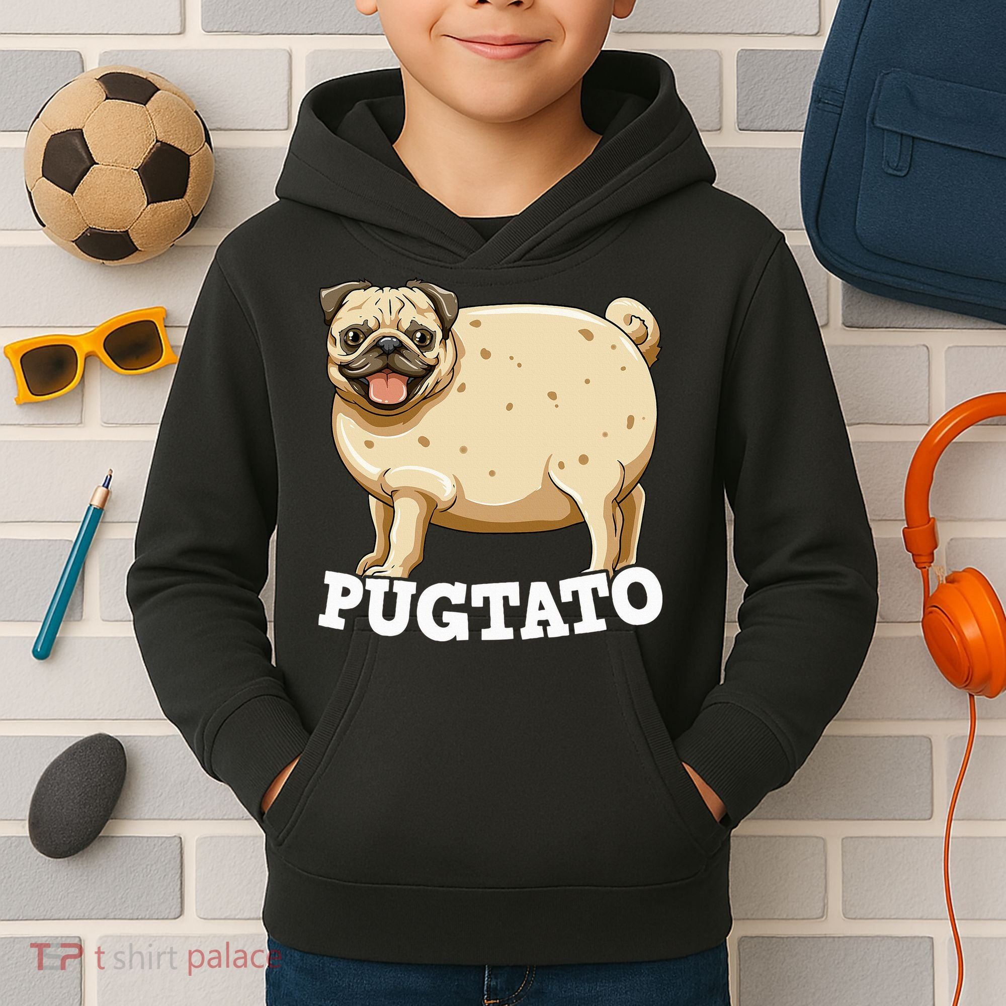 Pugtato Pug Potato Pug Lovers Kids Hoodie