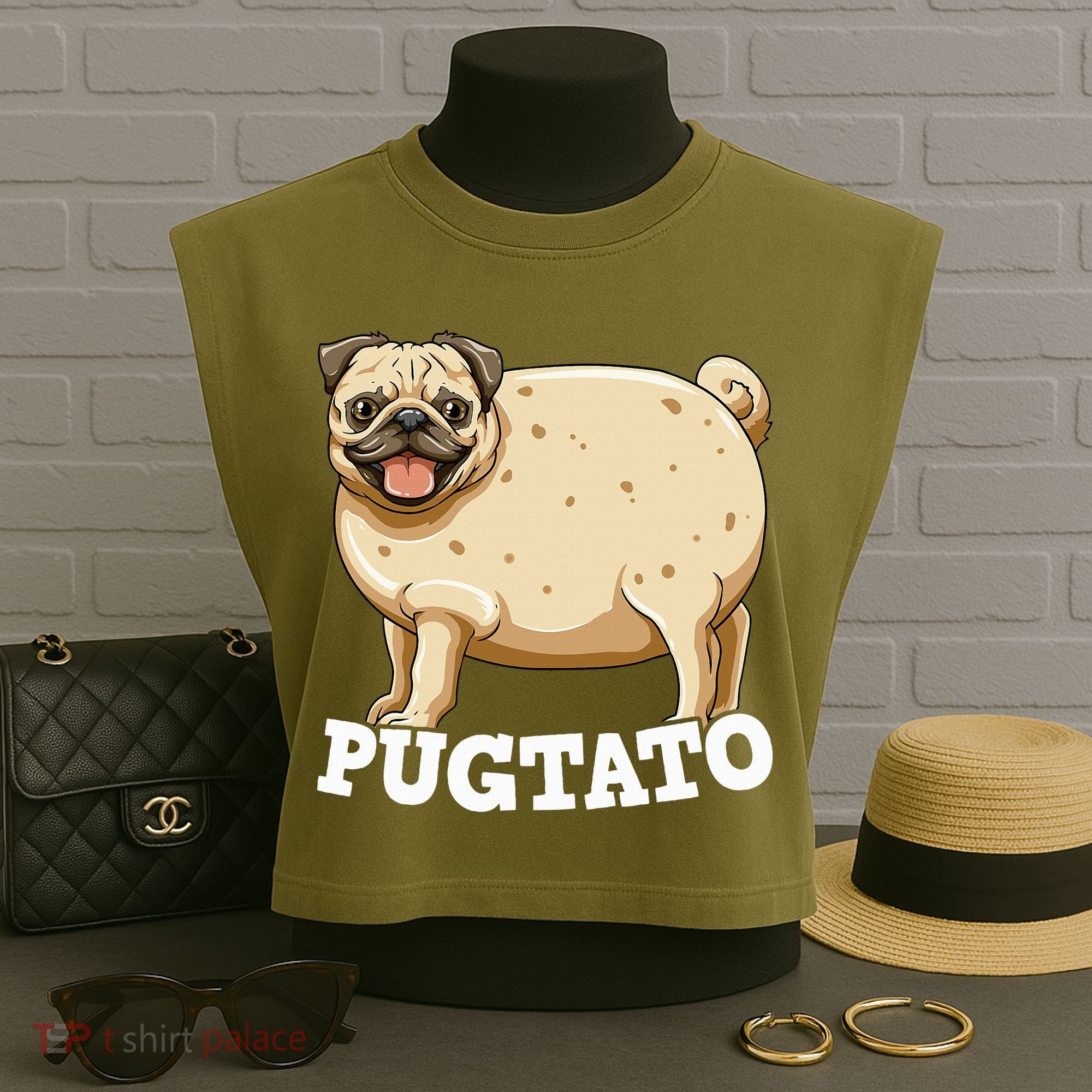 Pugtato Pug Potato Pug Lovers Garment-Dyed Women's Muscle Tee
