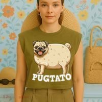 Pugtato Pug Potato Pug Lovers Garment-Dyed Women's Muscle Tee thumb 4