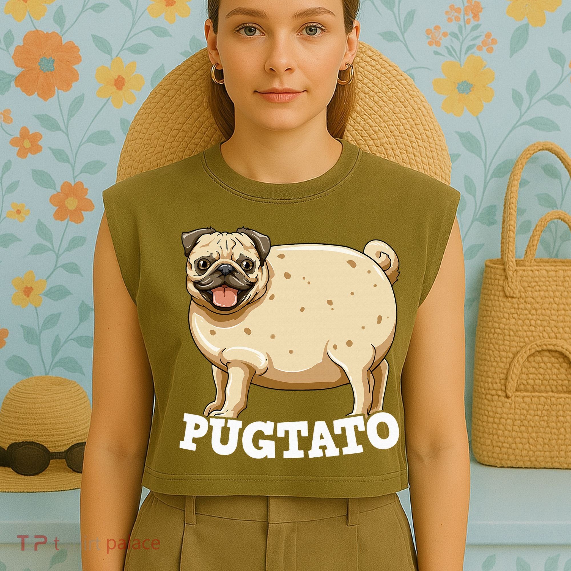 Pugtato Pug Potato Pug Lovers Garment-Dyed Women's Muscle Tee