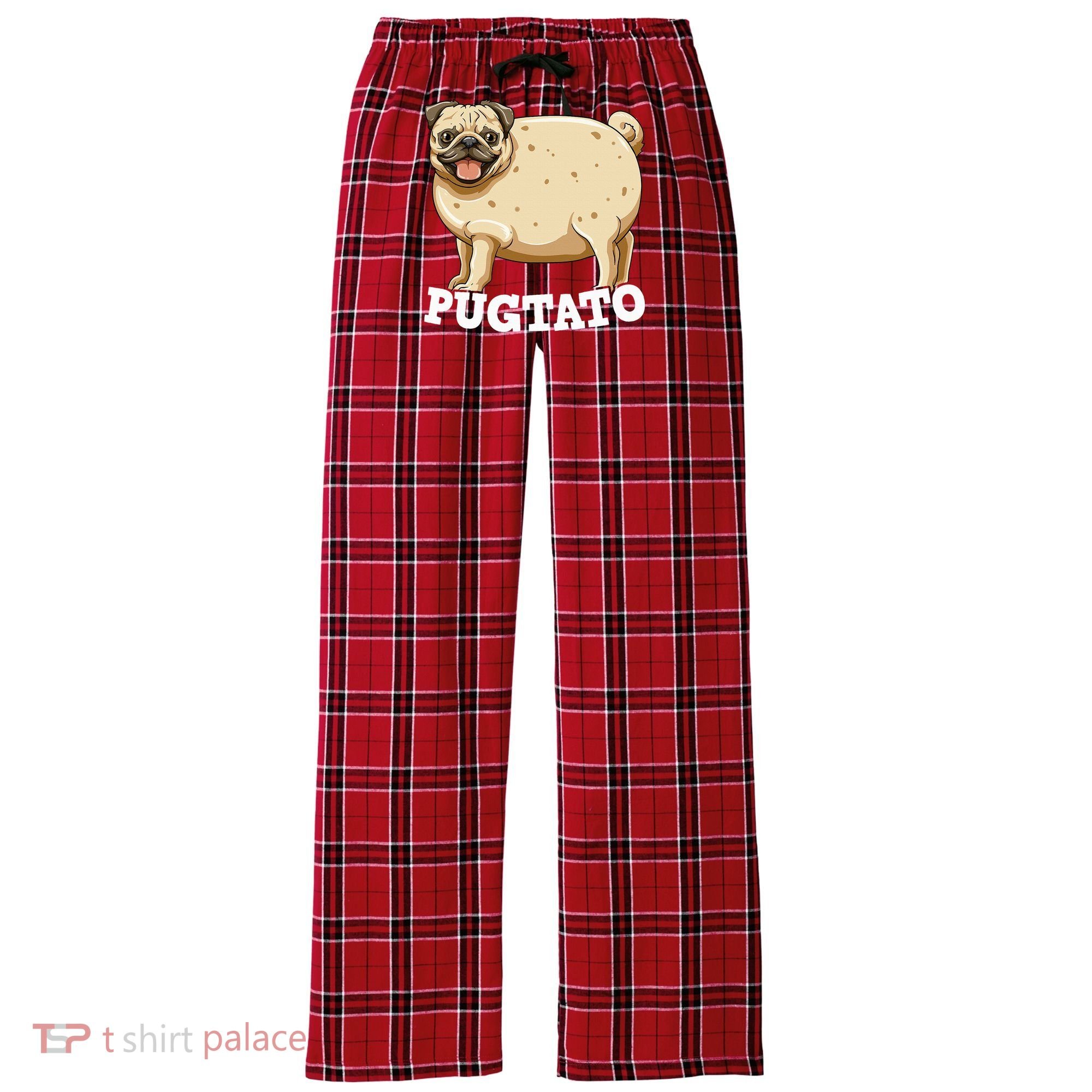 Pugtato Pug Potato Pug Lovers Women's Flannel Plaid Pajama Pants