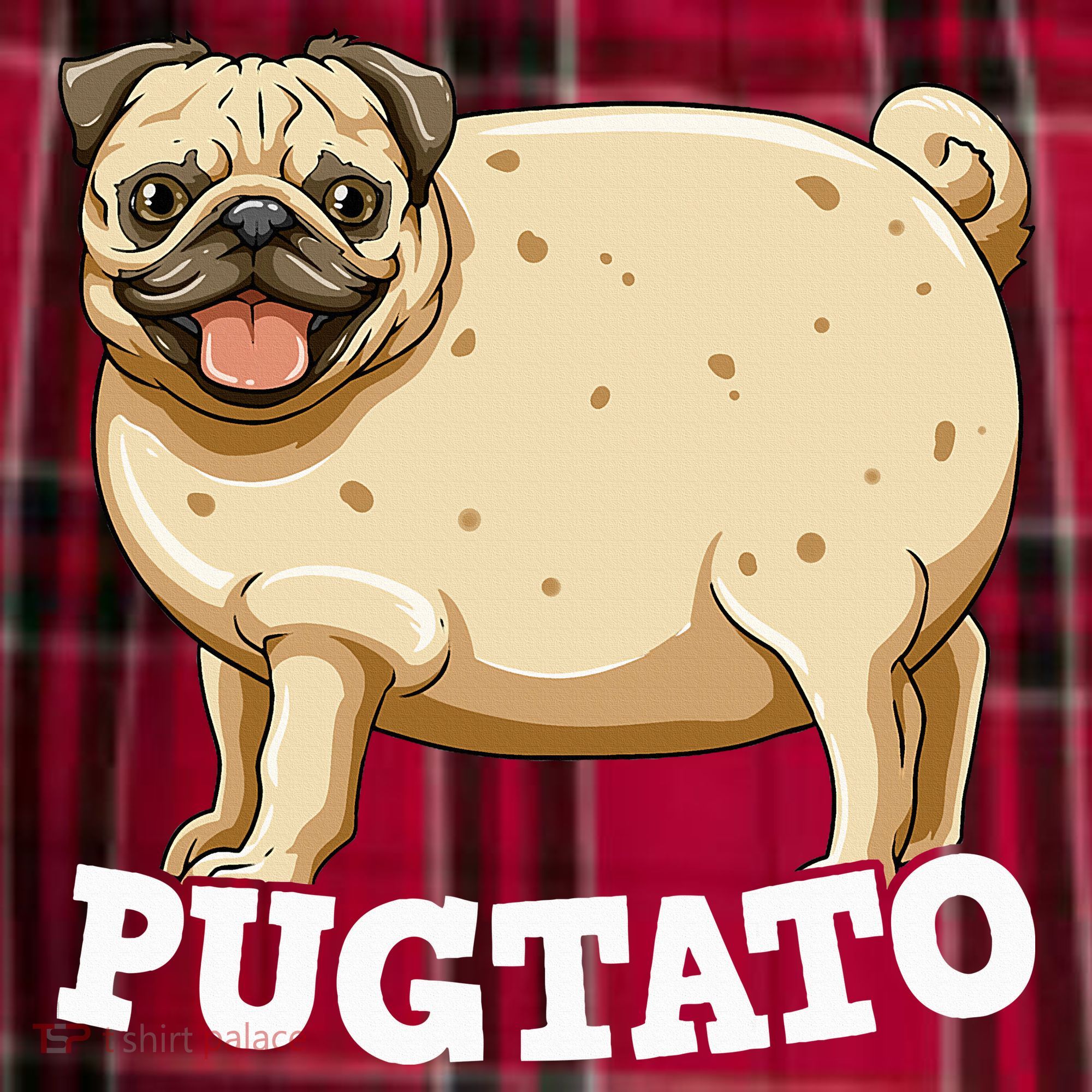 Pugtato Pug Potato Pug Lovers Women's Flannel Plaid Pajama Pants