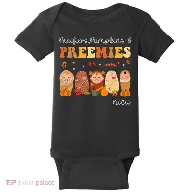Pacifiers Pumpkins & Preemies Neonatal Nicu Nurse Halloween Baby Bodysuit