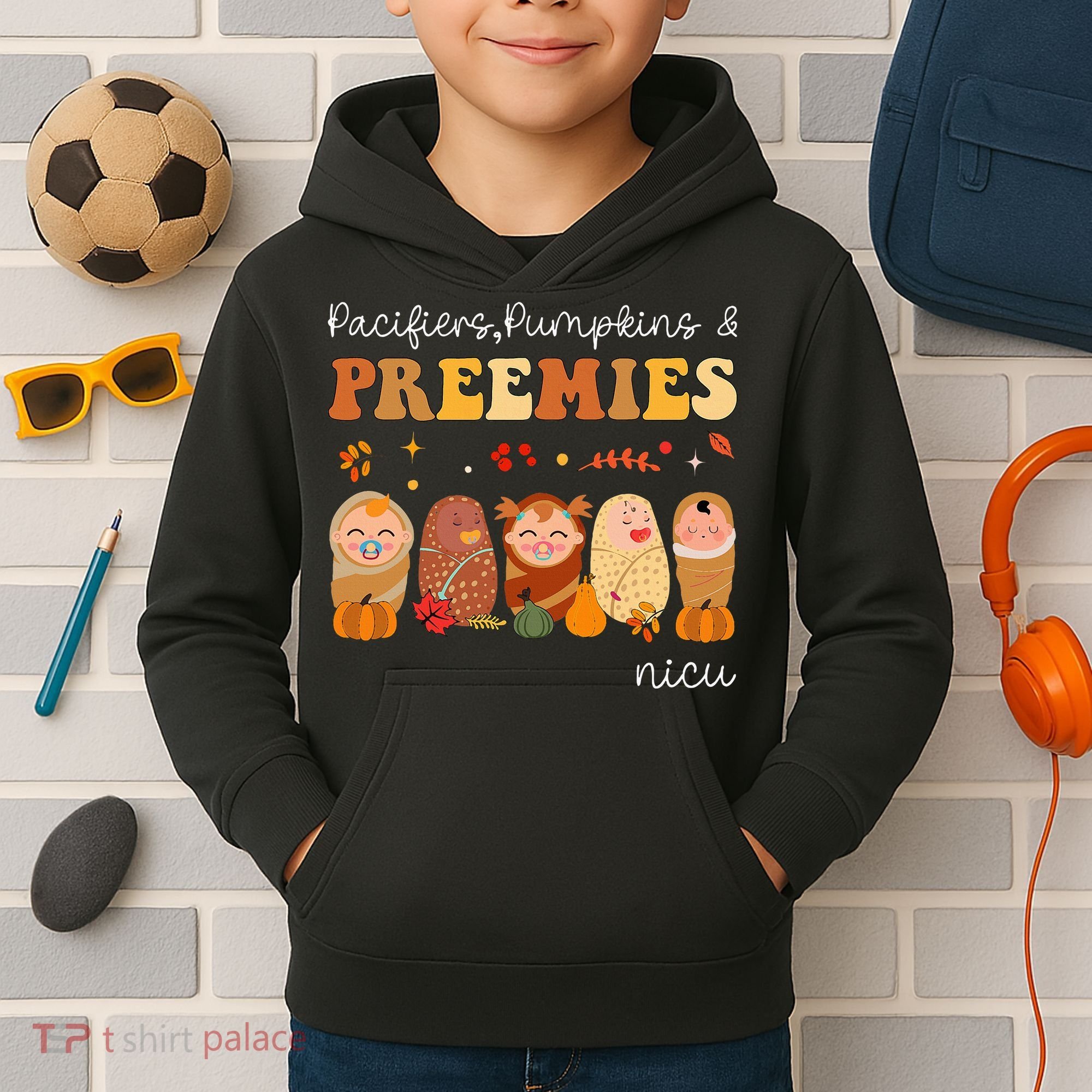 Pacifiers Pumpkins & Preemies Neonatal Nicu Nurse Halloween Kids Hoodie