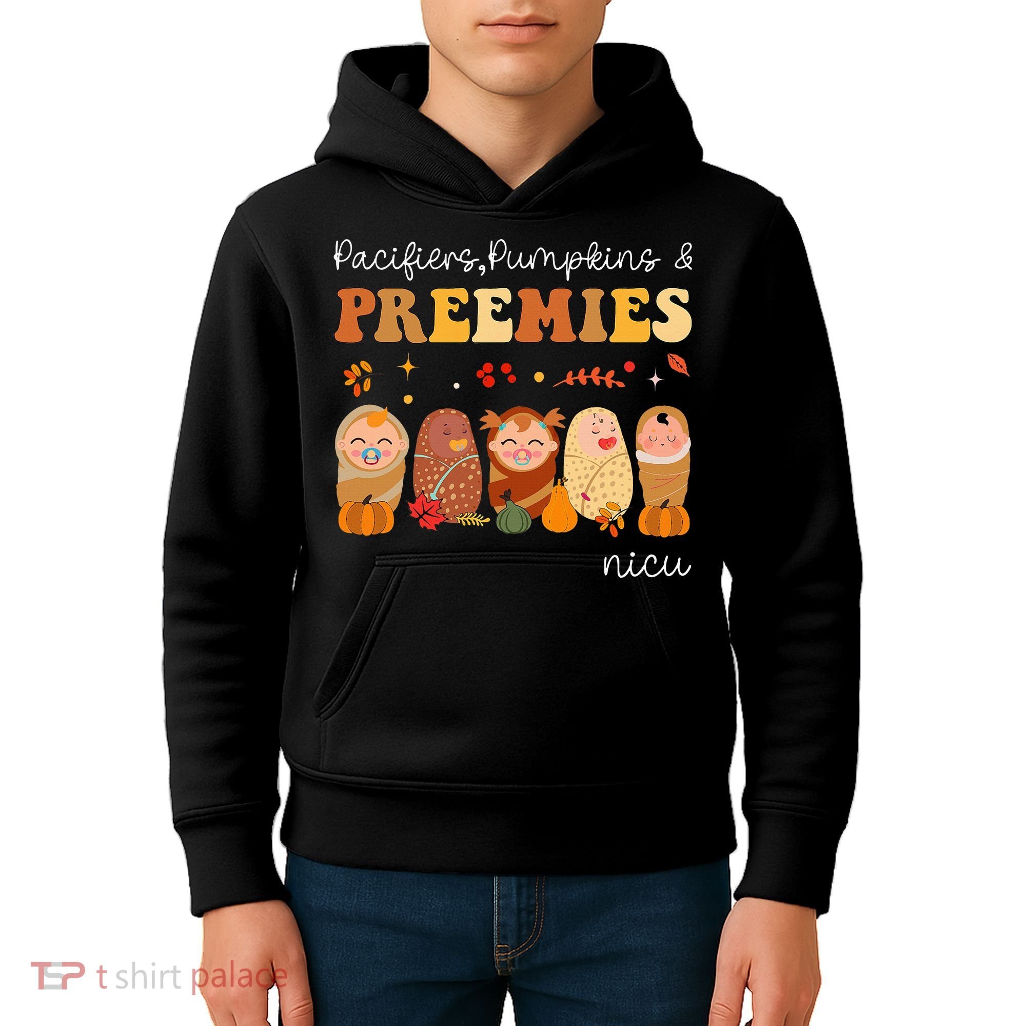 Pacifiers Pumpkins & Preemies Neonatal Nicu Nurse Halloween Kids Hoodie