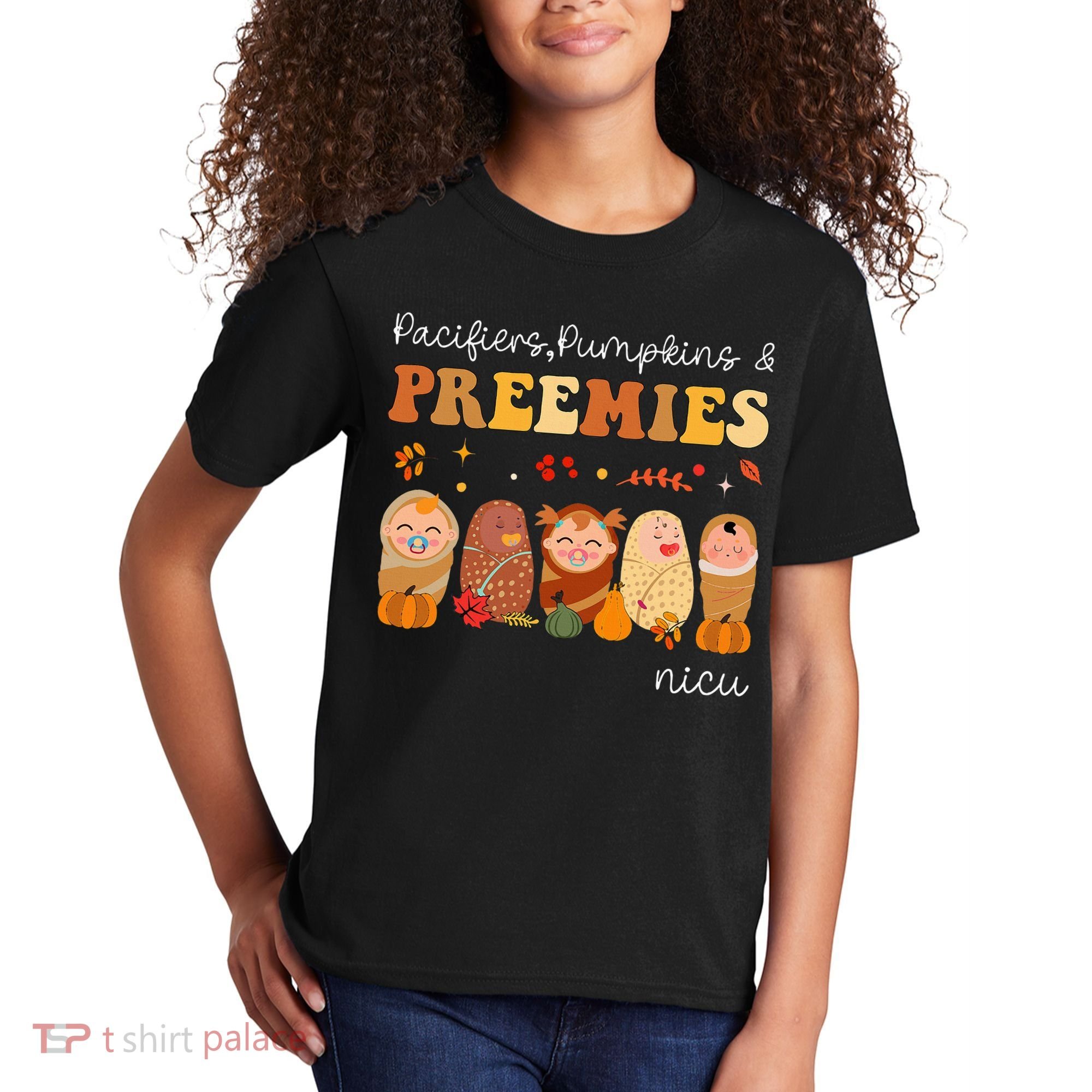 Pacifiers Pumpkins & Preemies Neonatal Nicu Nurse Halloween Kids T-Shirt