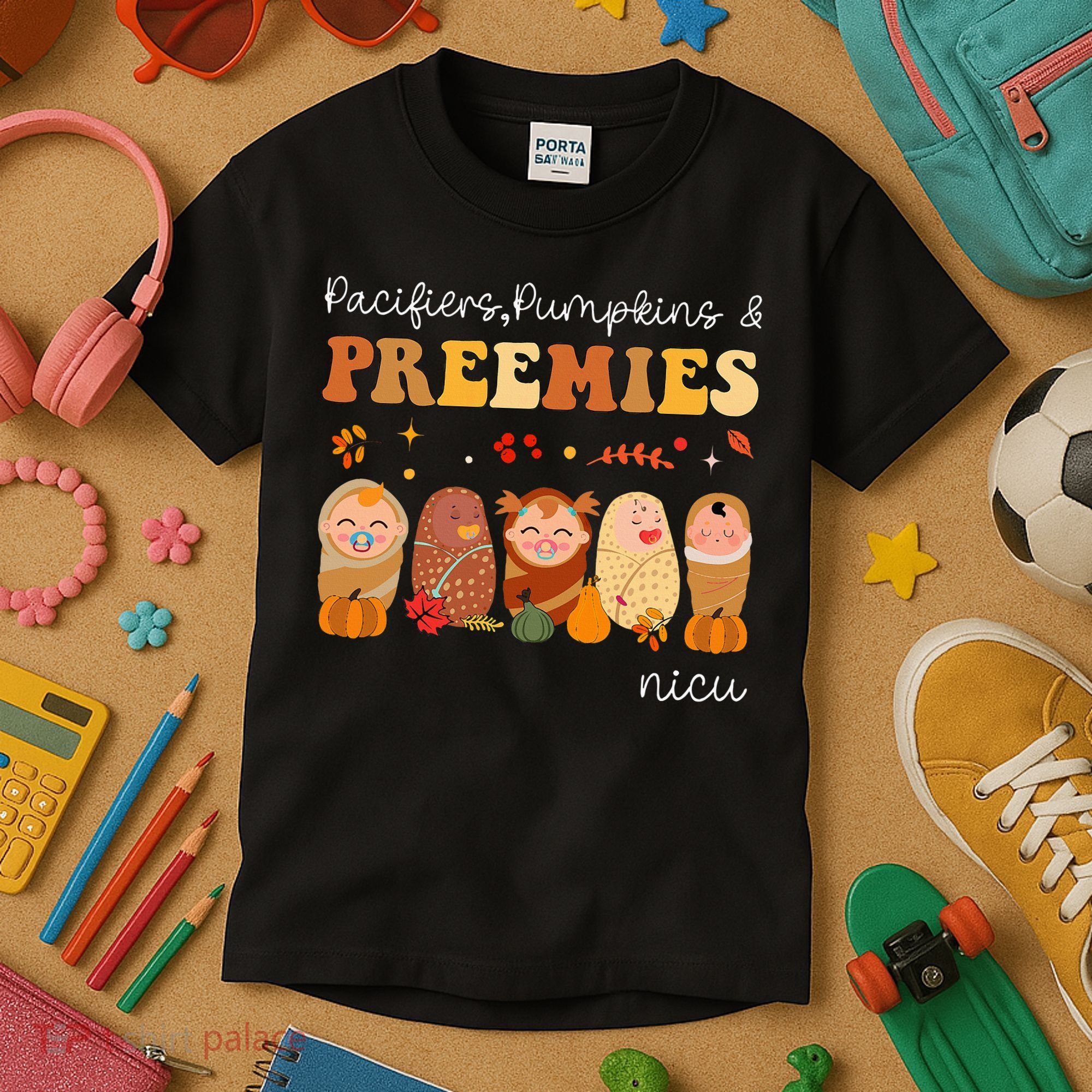 Pacifiers Pumpkins & Preemies Neonatal Nicu Nurse Halloween Kids T-Shirt