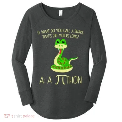 Python Pithon Pi Symbol Funny Math Teacher Women's Perfect Tri Tunic Long Sleeve Shirt
