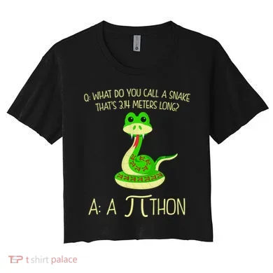 Python Pithon Pi Symbol Funny Math Teacher Women's Crop Top Tee