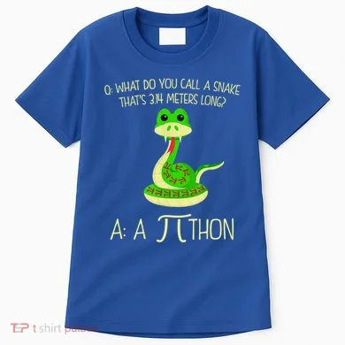 Python Pithon Pi Symbol Funny Math Teacher Tall T-Shirt