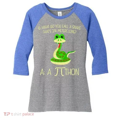 Python Pithon Pi Symbol Funny Math Teacher Women's Tri-Blend 3/4-Sleeve Raglan Shirt