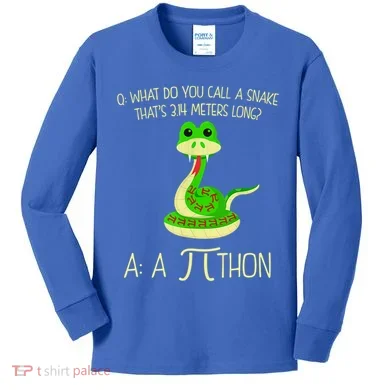 Python Pithon Pi Symbol Funny Math Teacher Kids Long Sleeve Shirt