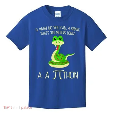Python Pithon Pi Symbol Funny Math Teacher Kids T-Shirt