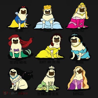 Princess Pug V-Neck T-Shirt