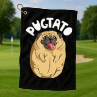 Pugtato Pug Potato Dog Lover Golf Towel thumb 1
