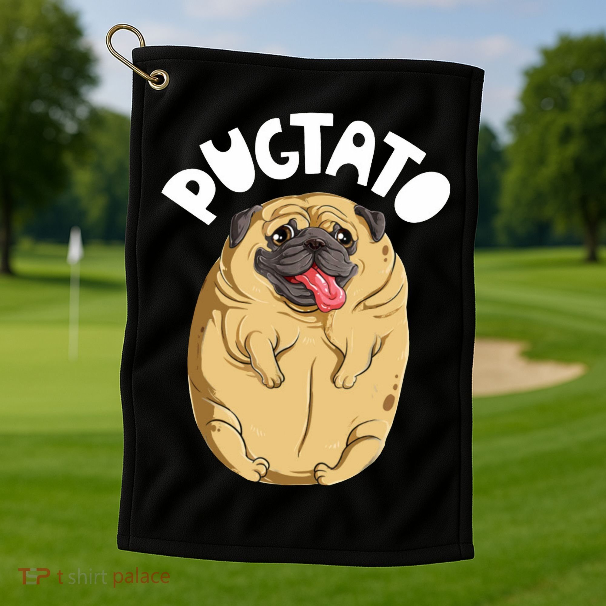 Pugtato Pug Potato Dog Lover Golf Towel