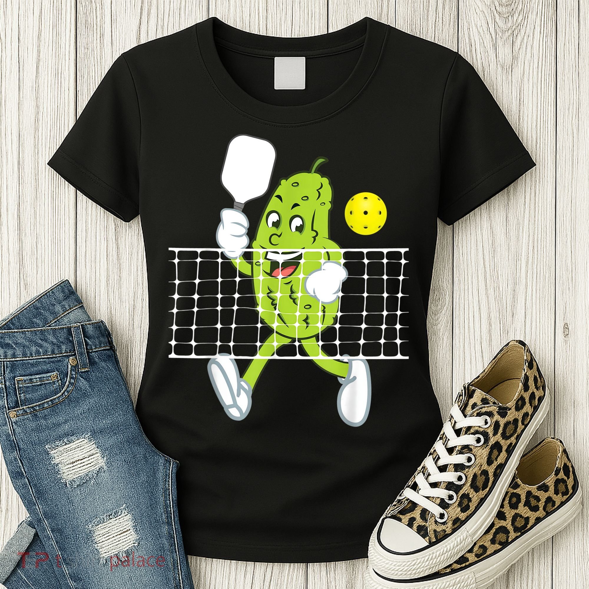 Pickle Playing Pickleball Funny Pickleball Paddleball Women's T-Shirt