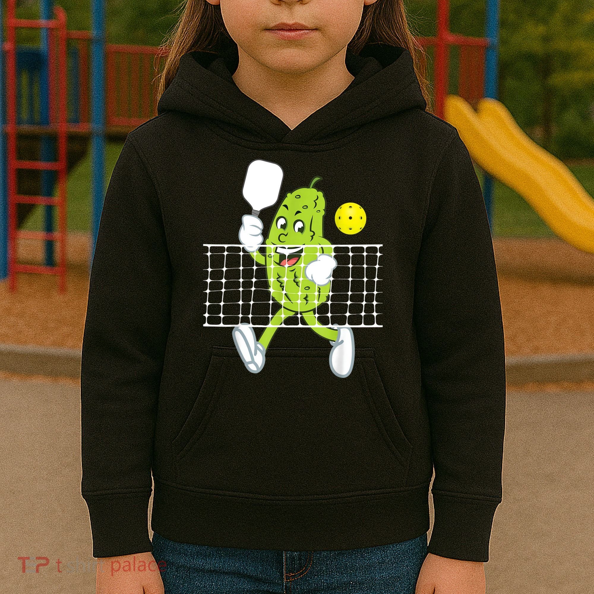 Pickle Playing Pickleball Funny Pickleball Paddleball Kids Hoodie