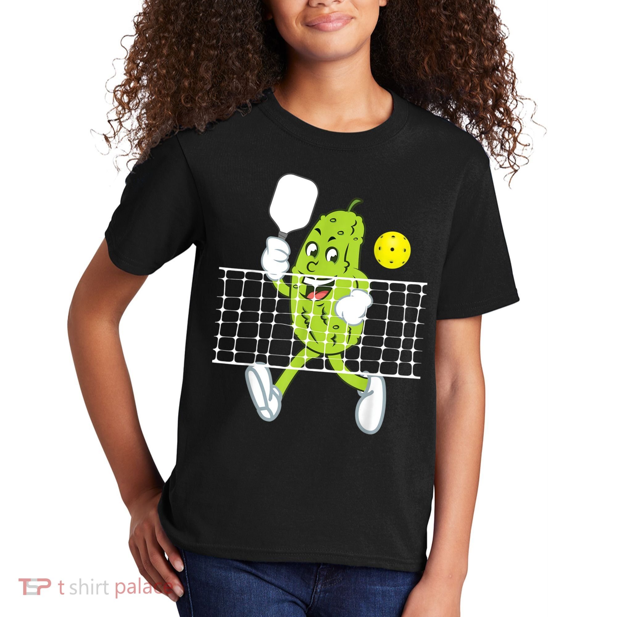 Pickle Playing Pickleball Funny Pickleball Paddleball Kids T-Shirt