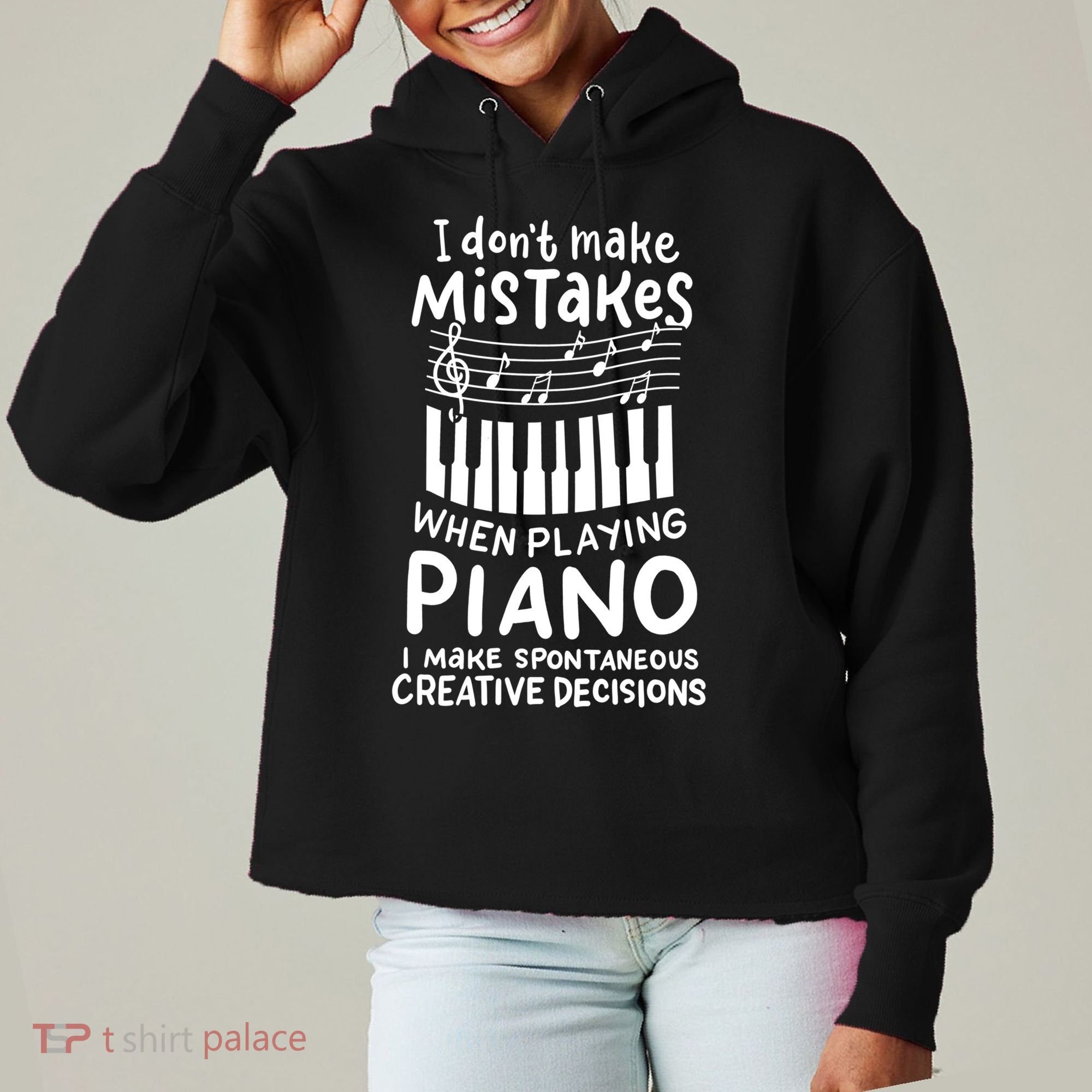 Piano Player Pianist Music Keyboard Gift Ladies Heavyweight Boxy Pullover Hoodie