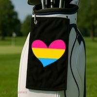 Pansexual Pan Pride Flag Heart LGBT Golf Towel thumb 2