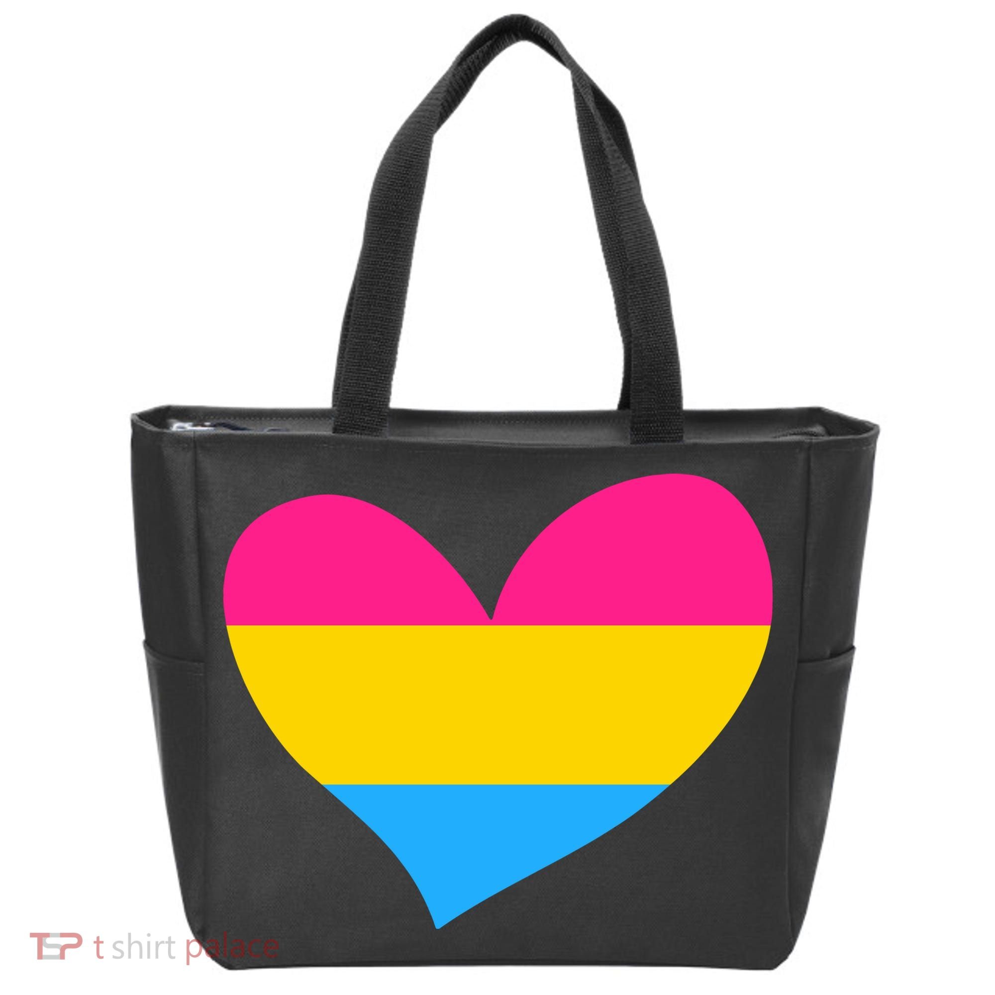 Pansexual Pan Pride Flag Heart LGBT Tote Bag