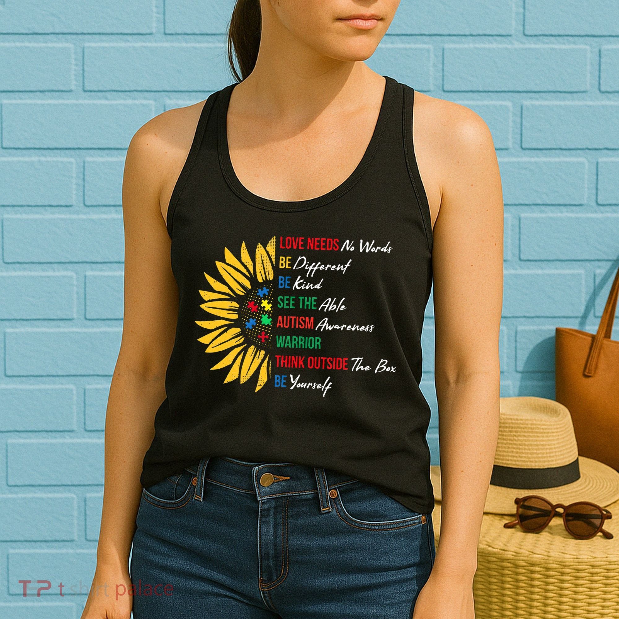 Puzzle Piece Quotes Inspirational Autism Awareness Gift Women's Tank Top