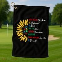 Puzzle Piece Quotes Inspirational Autism Awareness Gift Golf Towel thumb 1