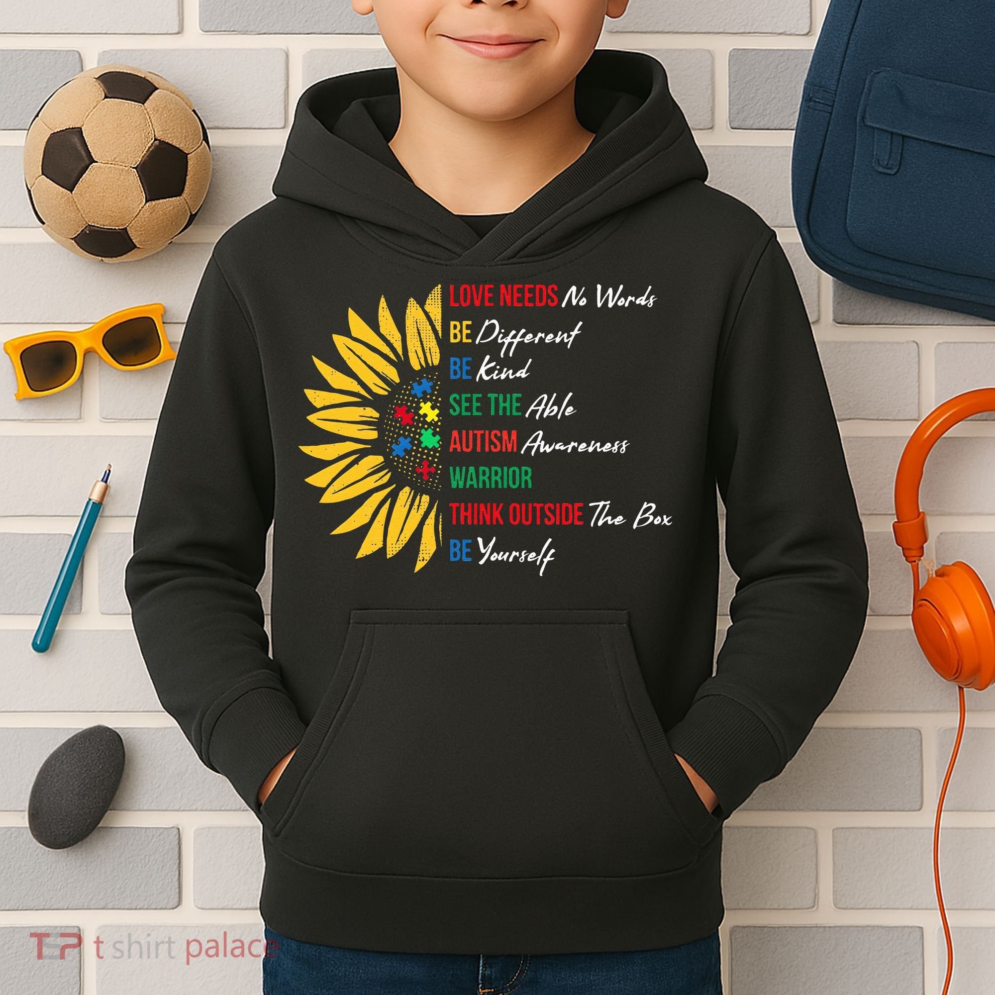 Puzzle Piece Quotes Inspirational Autism Awareness Gift Kids Hoodie
