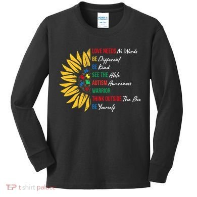 Puzzle Piece Quotes Inspirational Autism Awareness Gift Kids Long Sleeve Shirt
