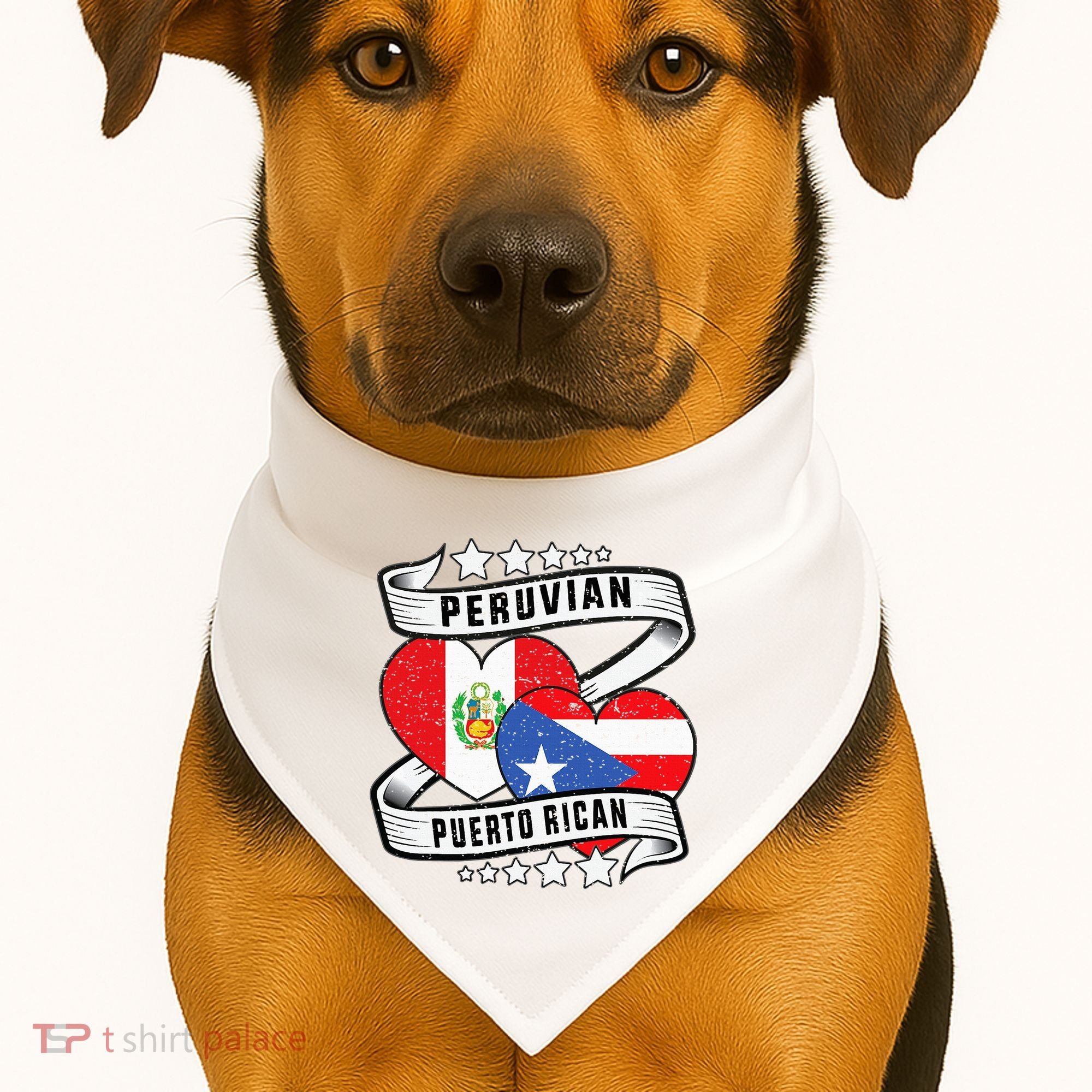 Peruvian Puerto rican Half Peruvian half Puerto rican USA-Made Doggie Bandana