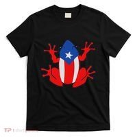 Patriotic Puerto Rico Flag Frog Puero Rican Culture Roots T-Shirt thumb 0