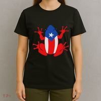 Patriotic Puerto Rico Flag Frog Puero Rican Culture Roots T-Shirt thumb 4