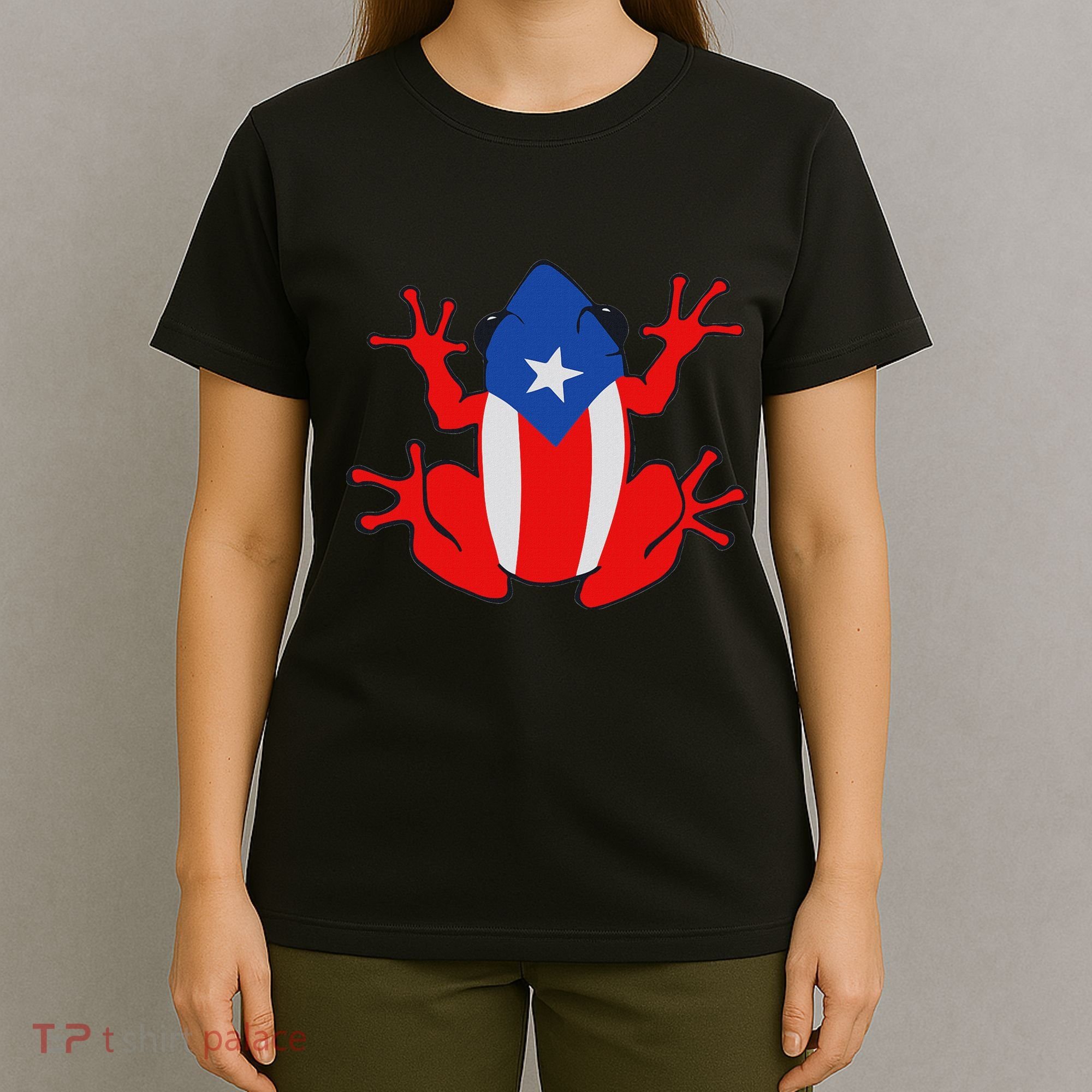 Patriotic Puerto Rico Flag Frog Puero Rican Culture Roots T-Shirt