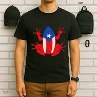 Patriotic Puerto Rico Flag Frog Puero Rican Culture Roots T-Shirt thumb 6