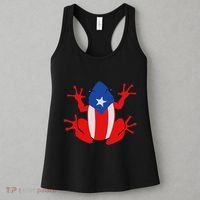 Patriotic Puerto Rico Flag Frog Puero Rican Culture Roots Women's Tank Top thumb 3