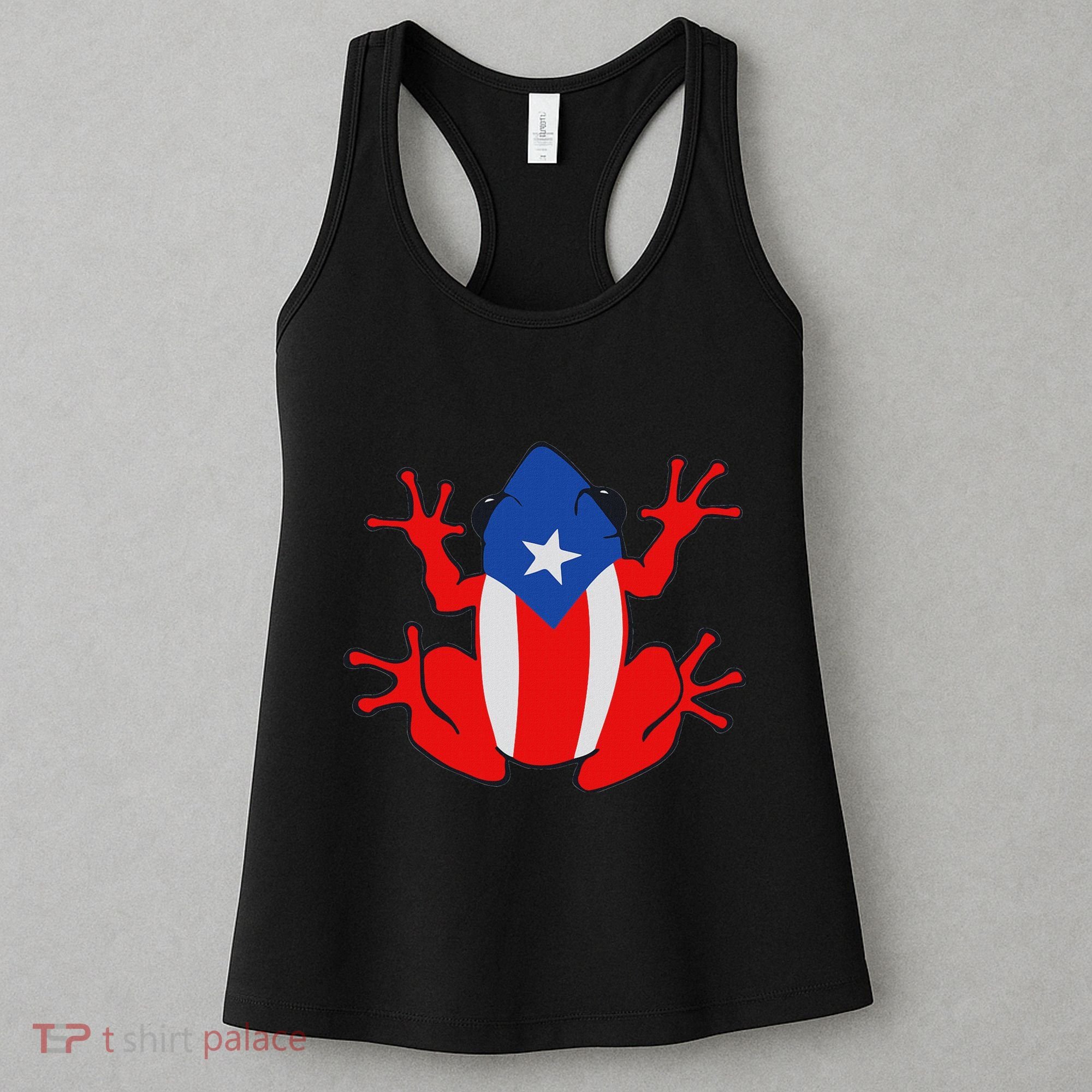 Patriotic Puerto Rico Flag Frog Puero Rican Culture Roots Women's Tank Top