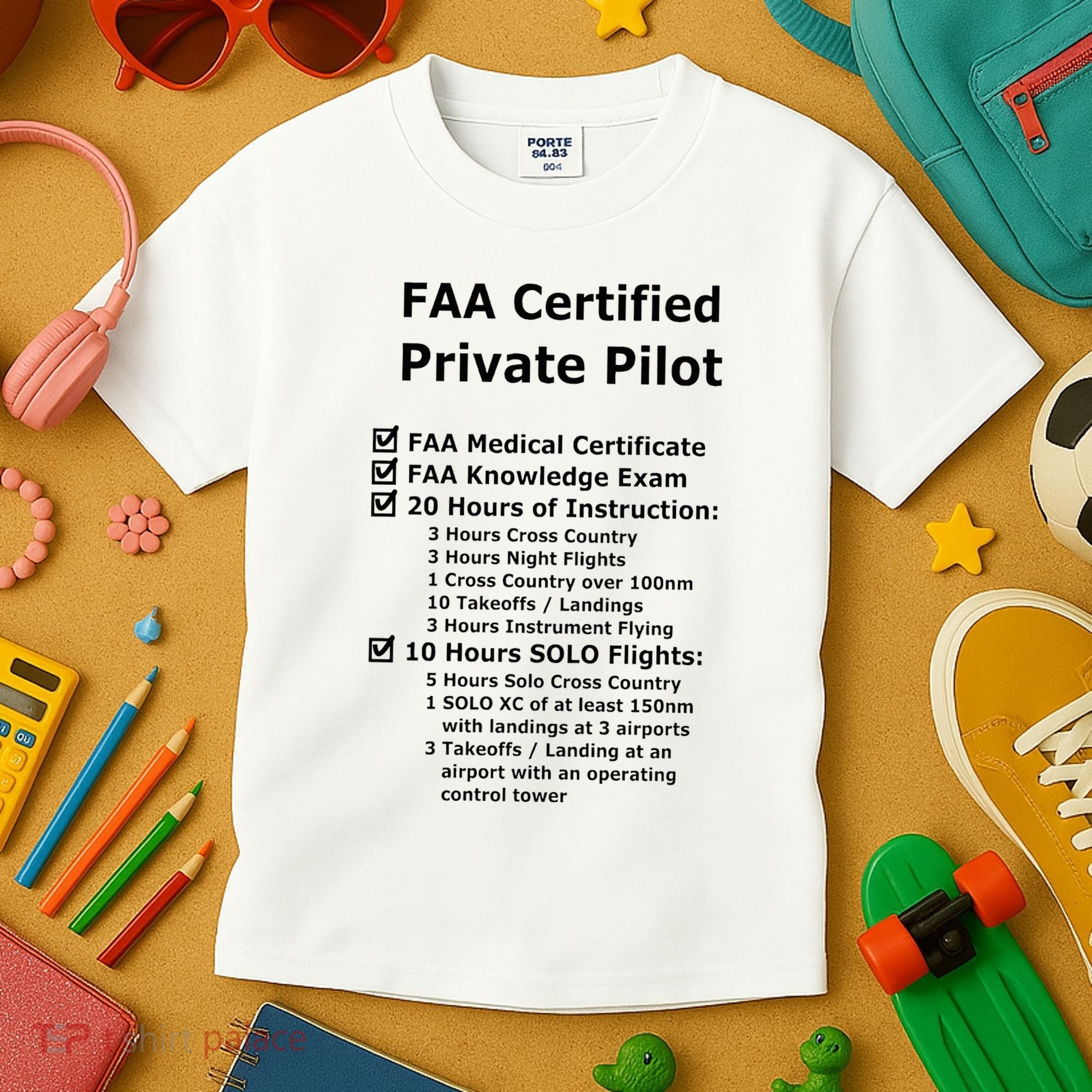 Private Pilot Requirements & Completion Checks Kids T-Shirt