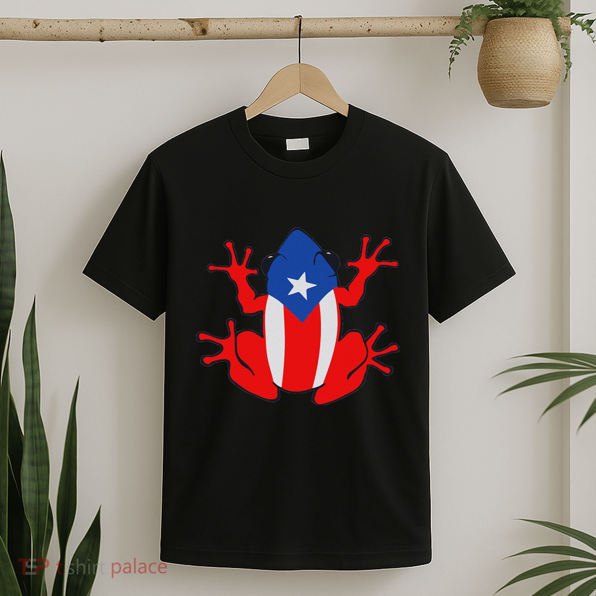 Patriotic Puerto Rico Flag Frog Puero Rican Culture Roots T-Shirt