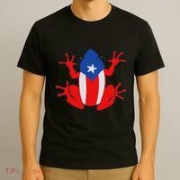 Patriotic Puerto Rico Flag Frog Puero Rican Culture Roots T-Shirt thumb 3