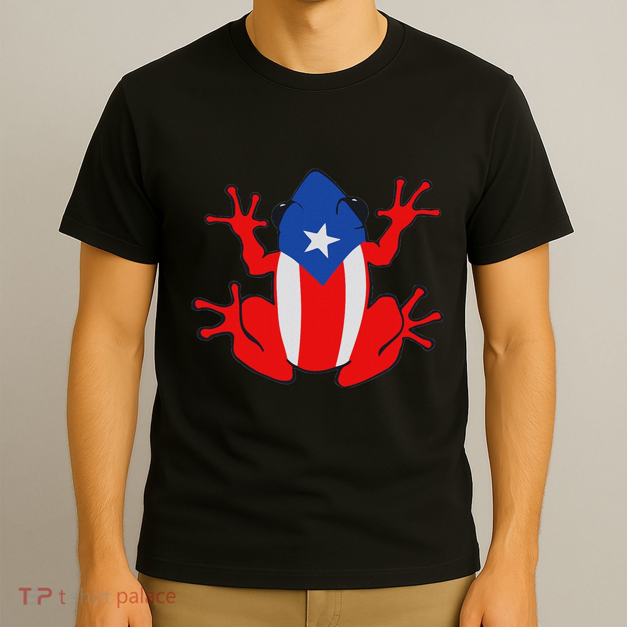 Patriotic Puerto Rico Flag Frog Puero Rican Culture Roots T-Shirt