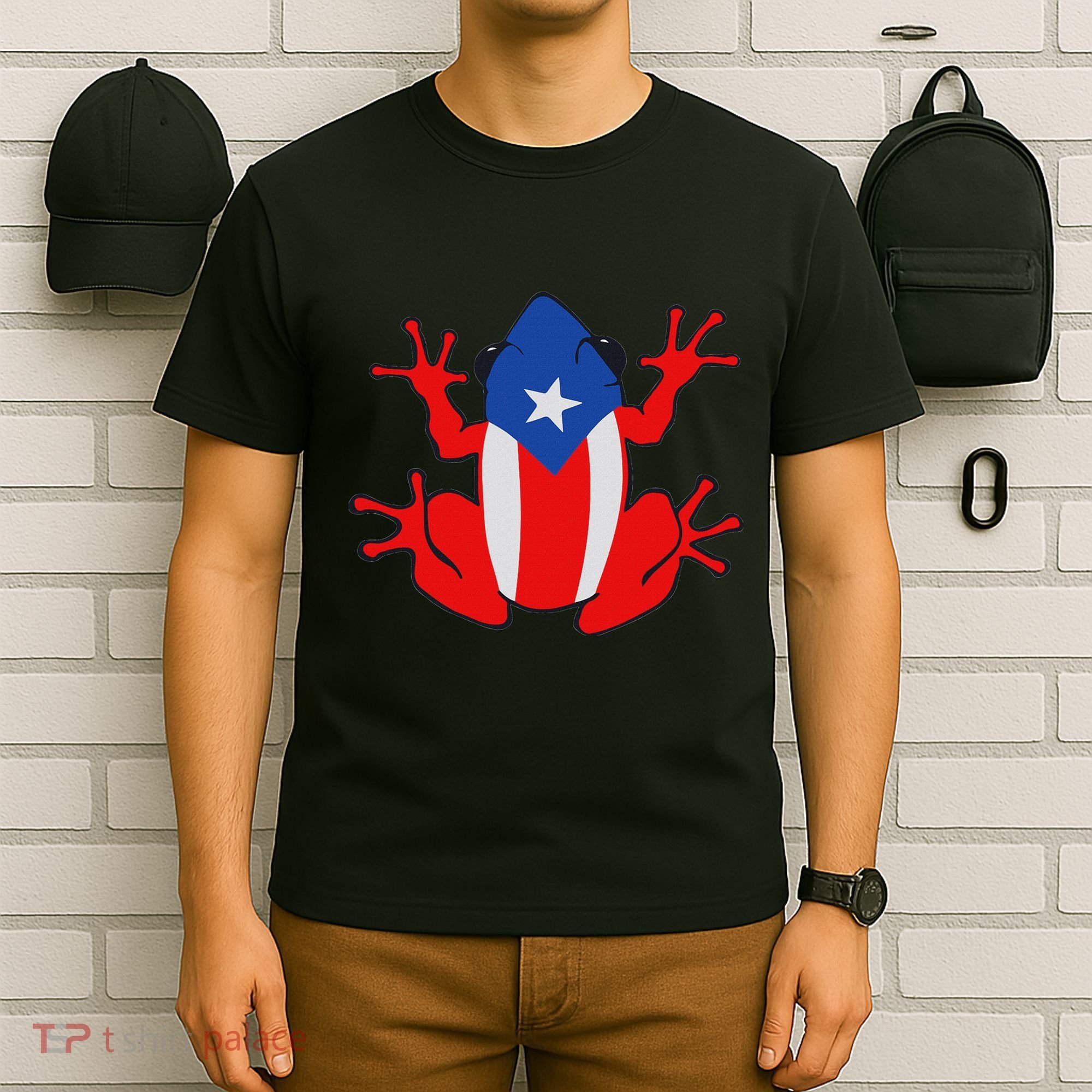 Patriotic Puerto Rico Flag Frog Puero Rican Culture Roots T-Shirt