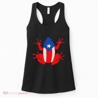 Patriotic Puerto Rico Flag Frog Puero Rican Culture Roots Women's Tank Top thumb 0