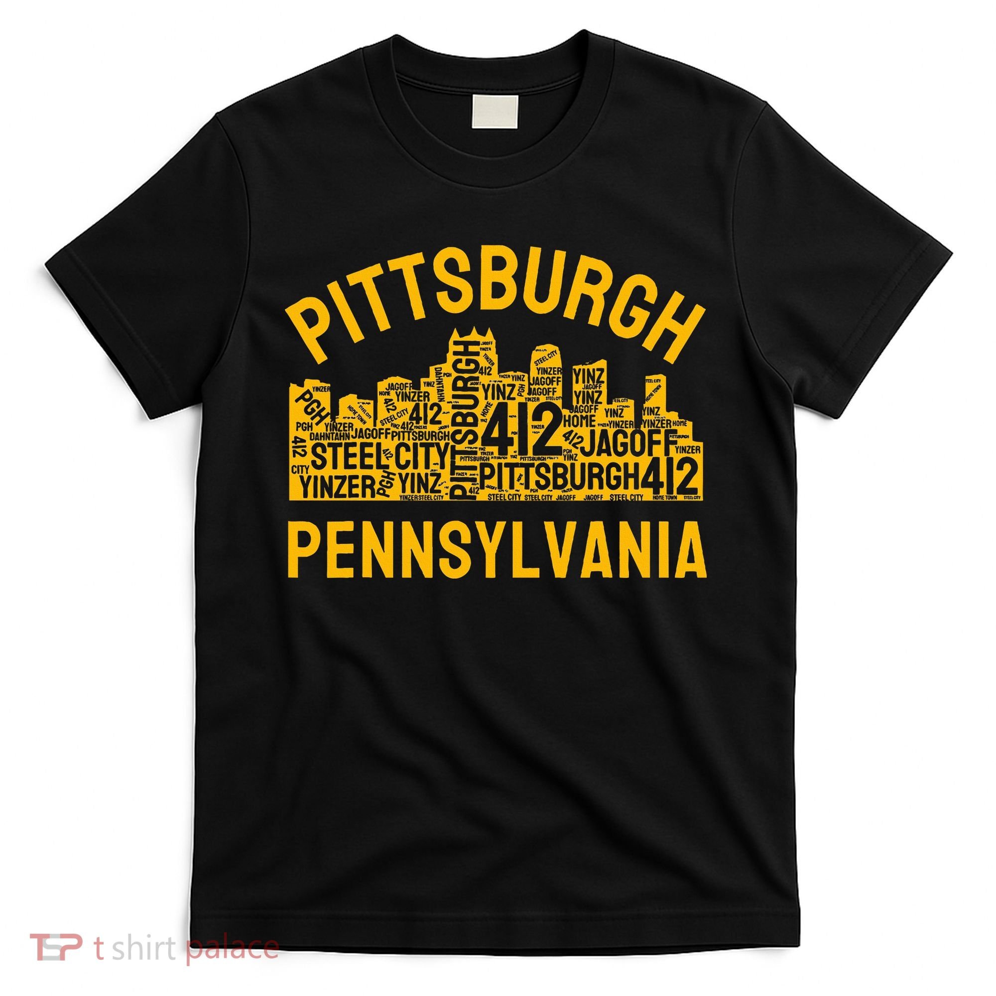 Pittsburgh Pennsylvania Steel City Skyline 412 Yinz Home T-Shirt