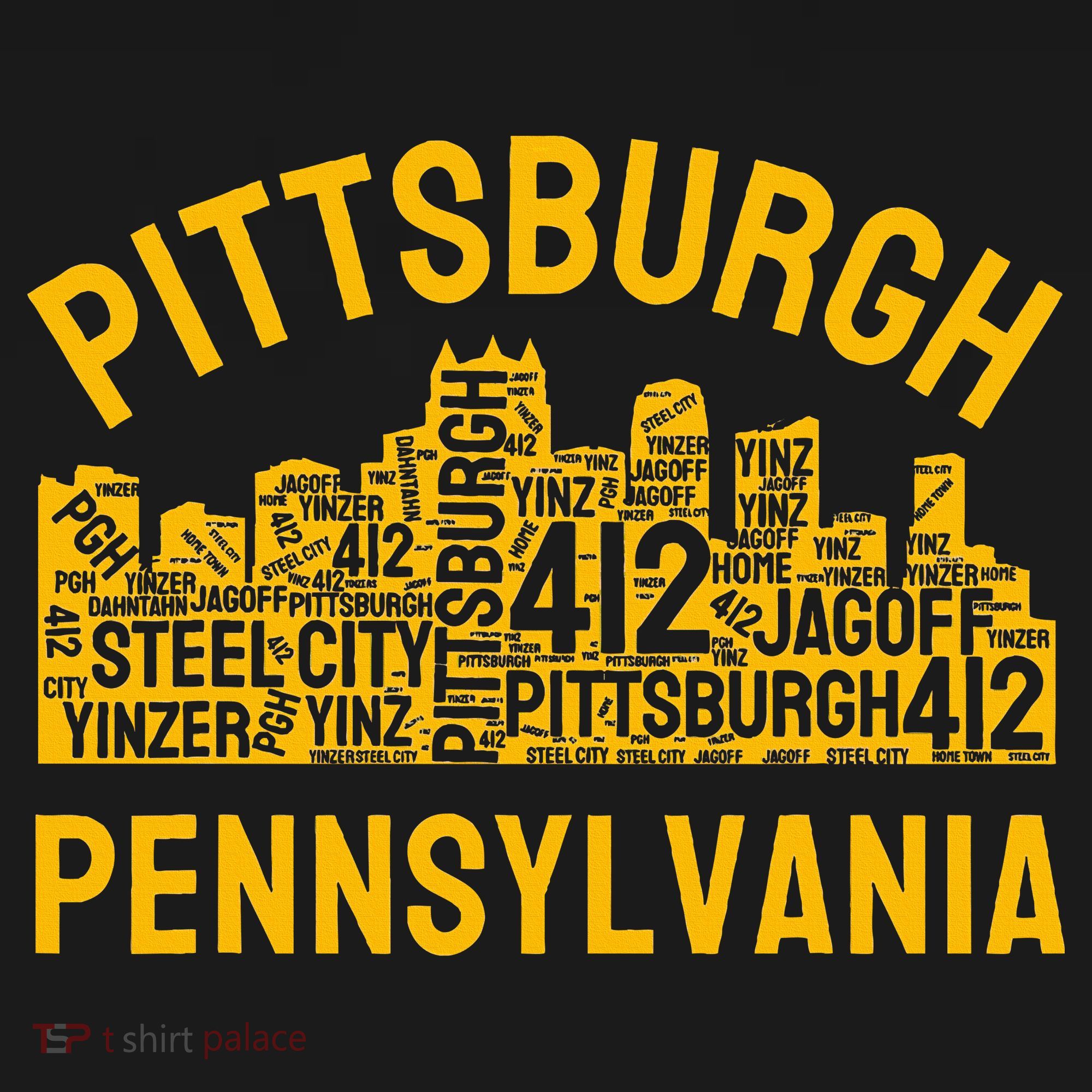 Pittsburgh Pennsylvania Steel City Skyline 412 Yinz Home Polo